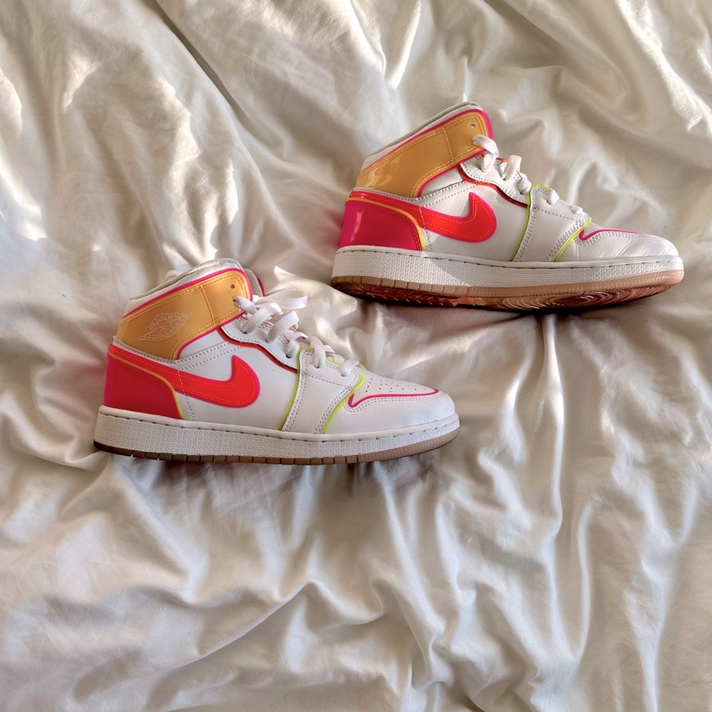 Neon Air Jordans size US 6y